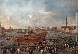 Guardi Paintings - The Doge on the Bucintoro near the Riva di Sant'Elena by Francesco Guardi